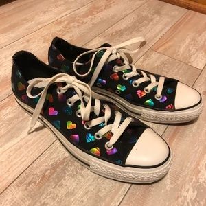 Black Converse All-Stars with Rainbow Hearts